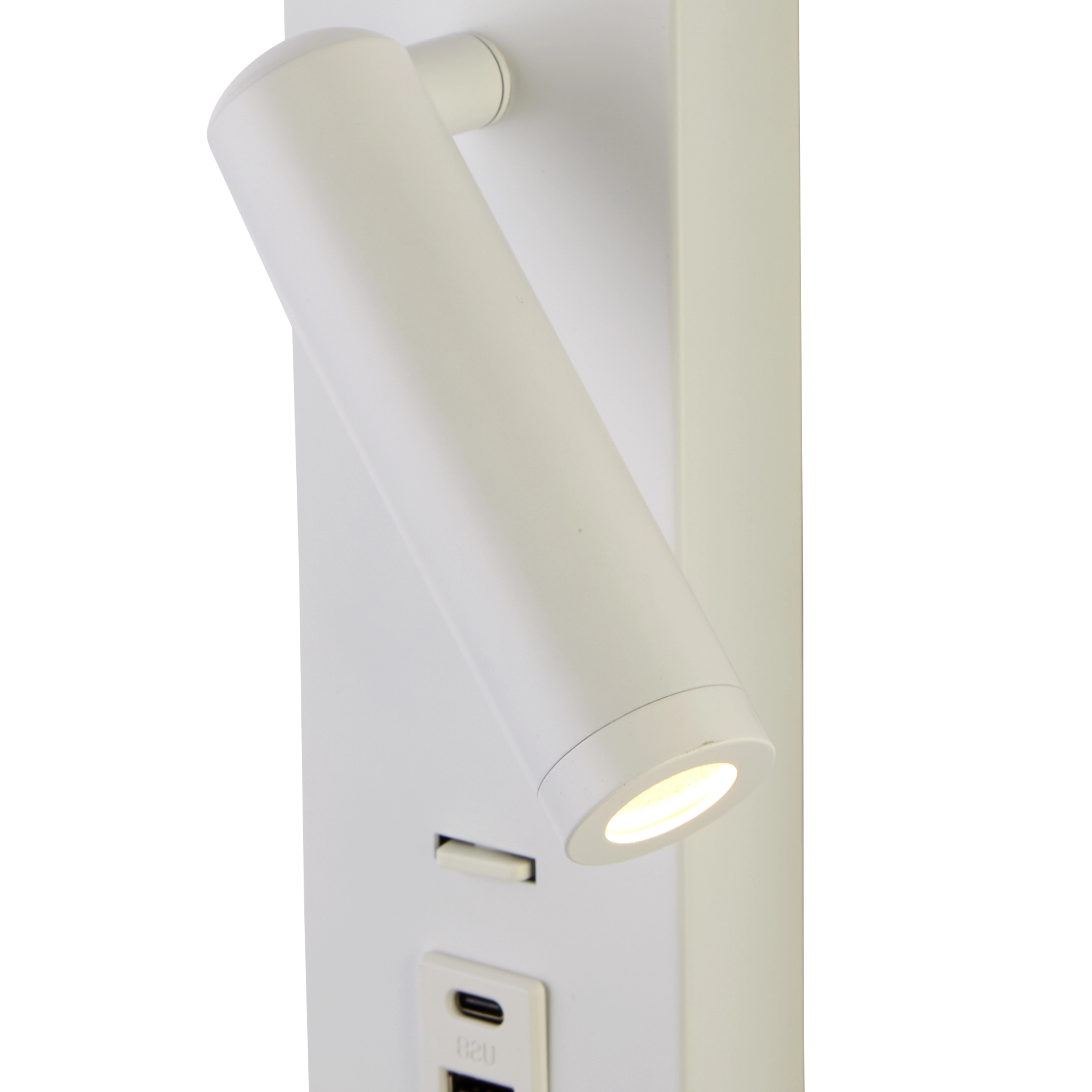 White bedside lamp Marlow with USB Lyora 5053423275864