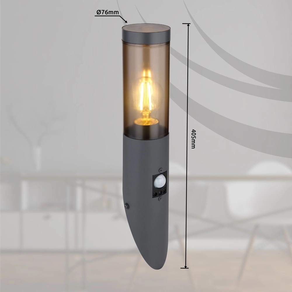 Outdoor lamp Boston anthracite with smoke and sensor Globo 9007371439720