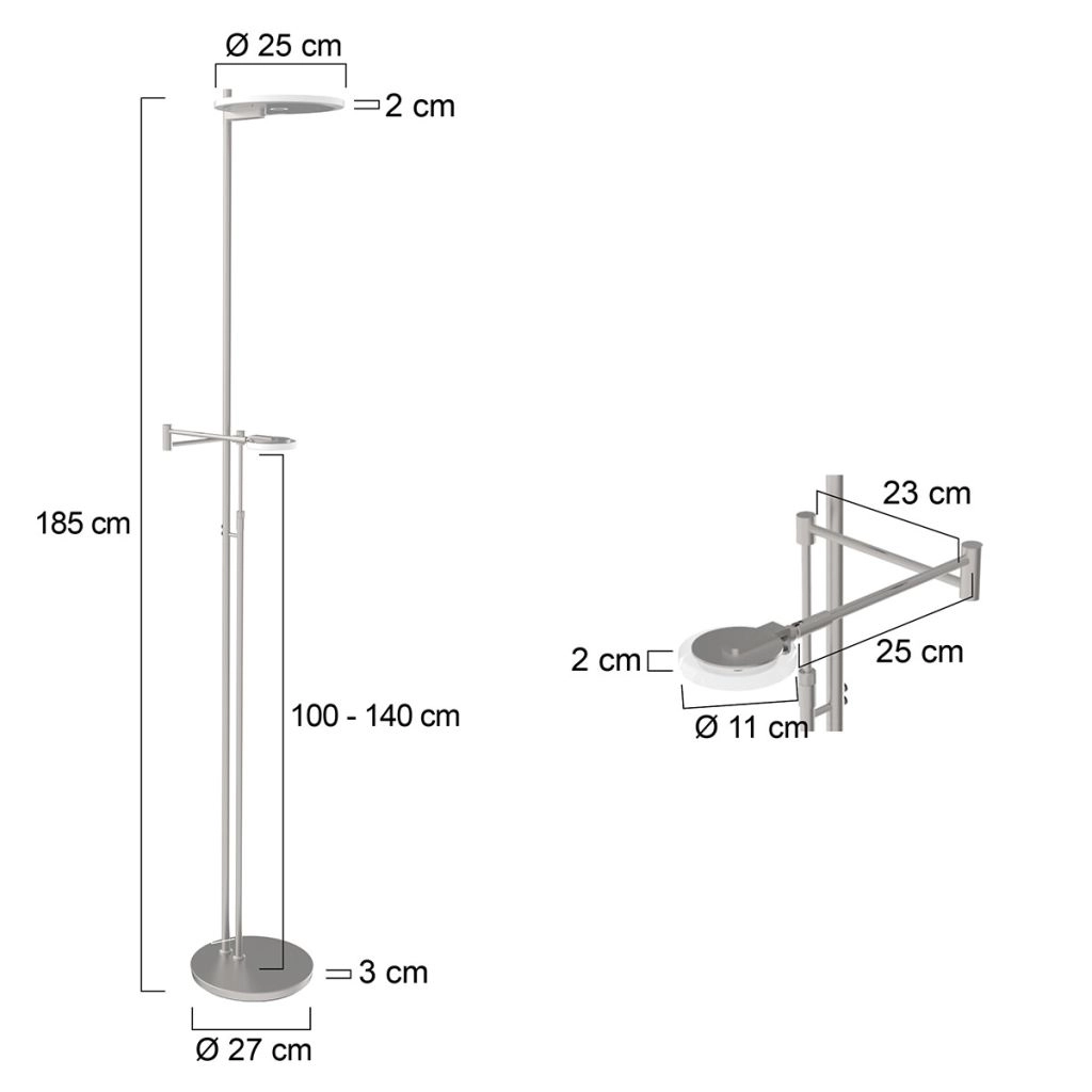 Modern reading lamp Turound grey Steinhauer 8712746131093