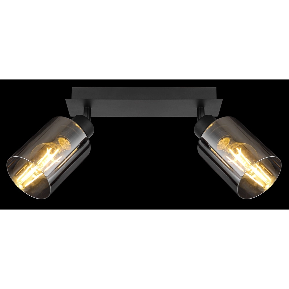 Ceiling lamp Hadera 2-light black with smoke glass Globo 9007371440214