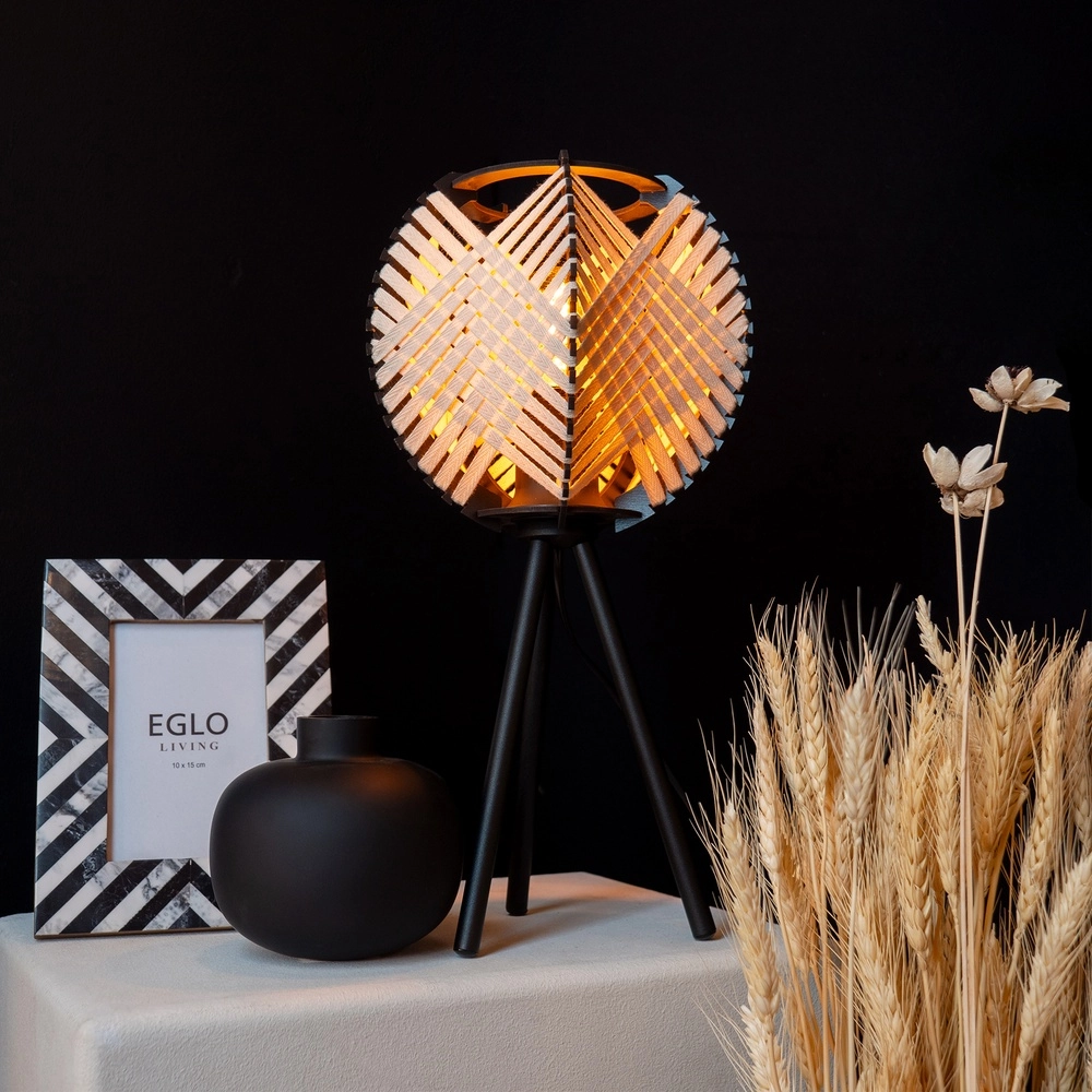 Table lamp Waverton black with cream textile Eglo 9002759440084