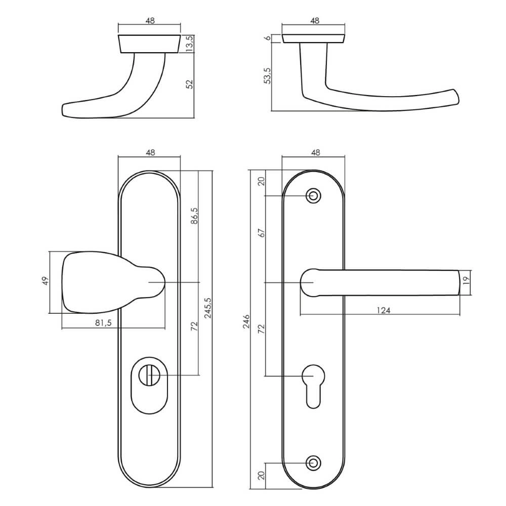 Front door fittings Vurano PC 72mm nickel matt Intersteel 8714186436691