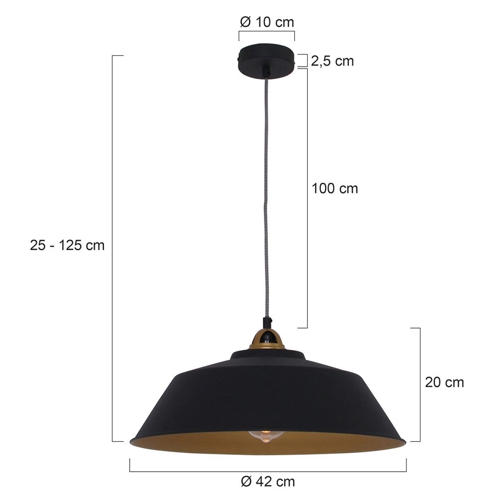 Pendant lamp Mexlite black with gold Steinhauer 8712746114706