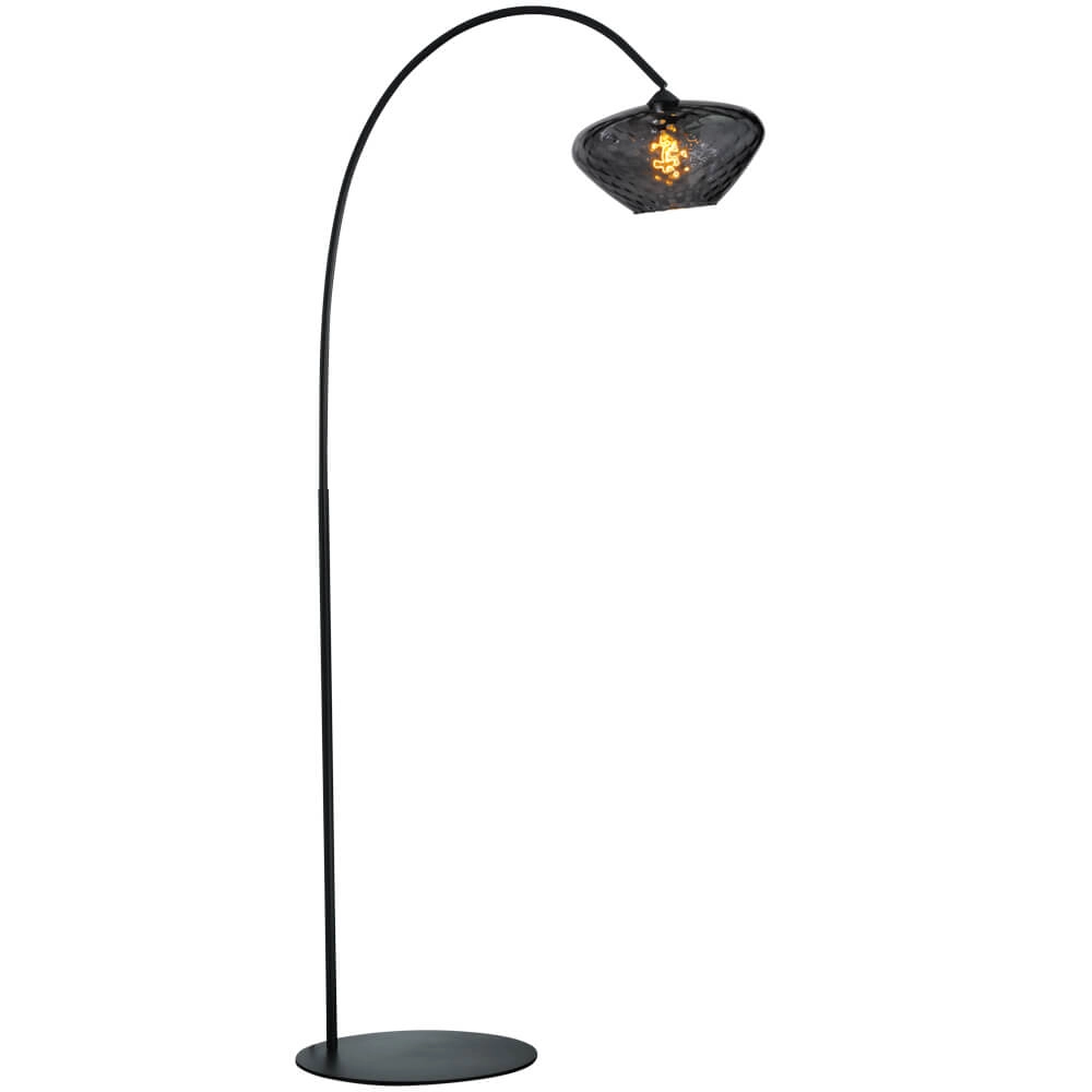 Arc lamp Porto Blossom smoke glass - Ø 30cm