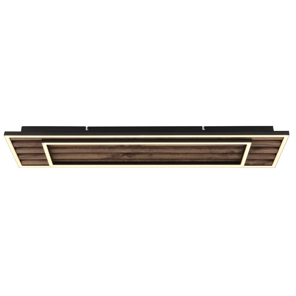 Ceiling lamp Woody black with wood rectangle Globo 9007371513574