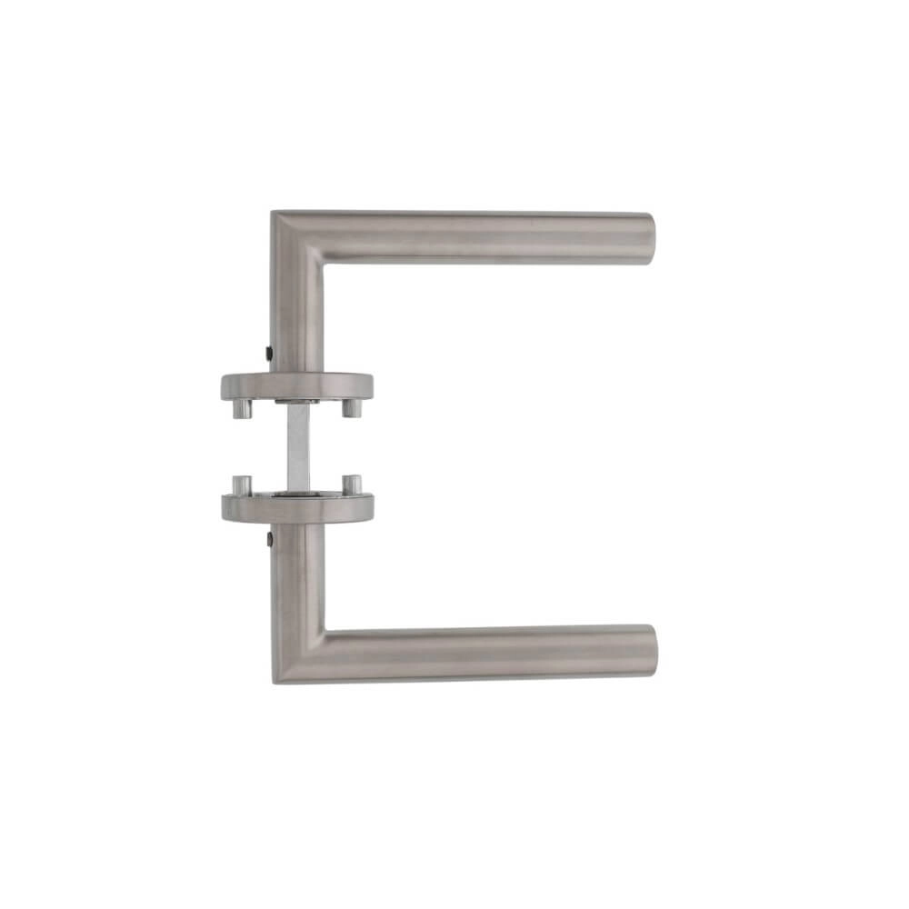 Door handle Hoek 90 rosette with ridge stainless steel Intersteel 8714186129678