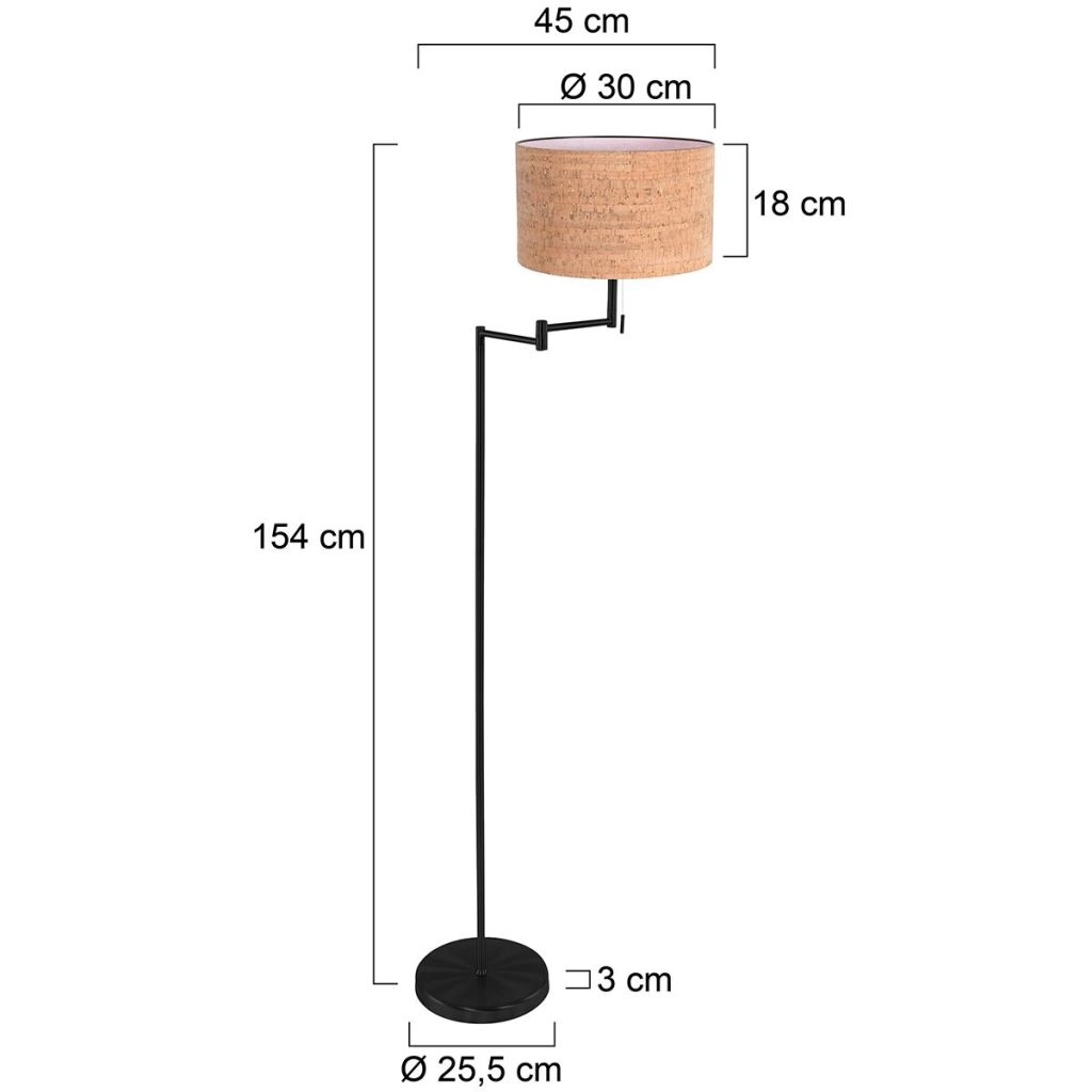 Black floor lamp Bella with cork cap Ø30cm Steinhauer 8712746180657