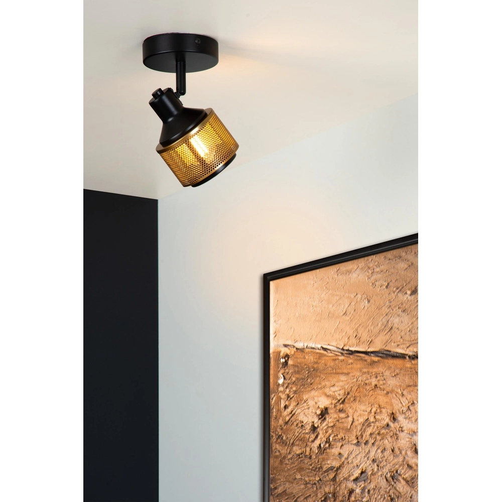 Ceiling lamp Rafa black with copper Lucide 5411212771285