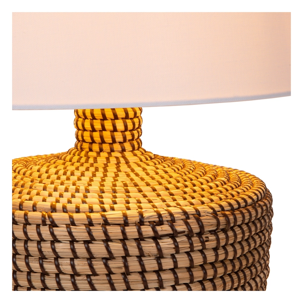 Seagrass table lamp Ambala Ø 35cm - brown with white shade Premium by Lucide 5411212106100