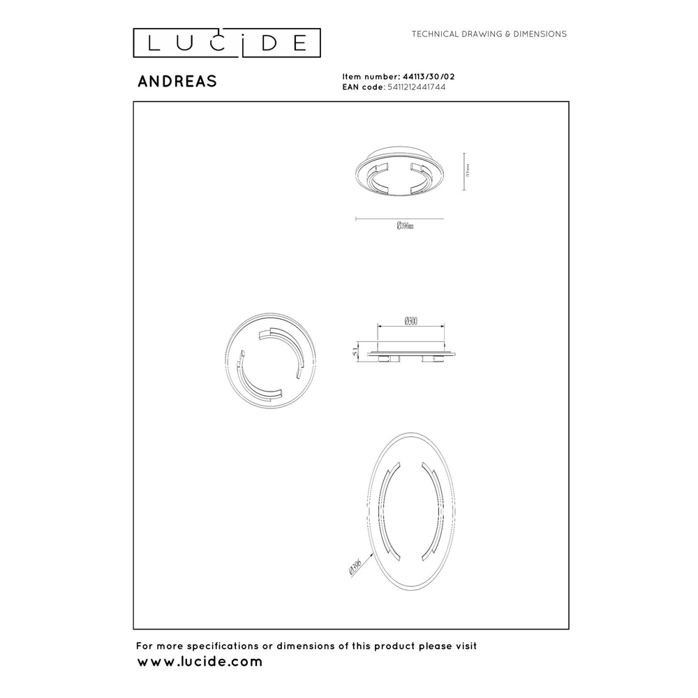 Design ceiling light Andreas Ø 39,6cm - 30W black with gold Lucide 5411212441744