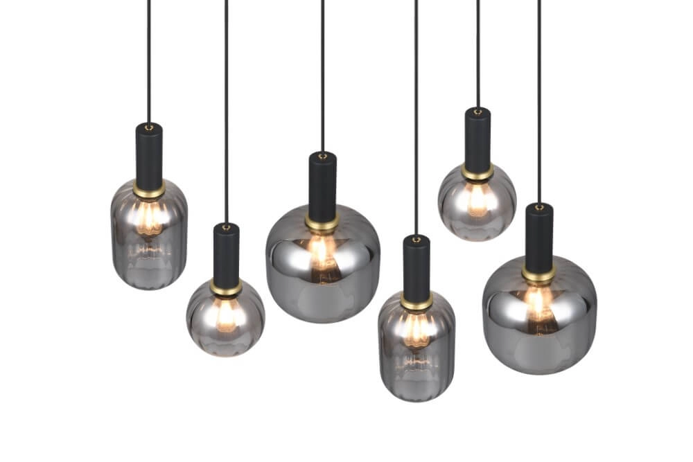 Dining room pendant lamp Diva 6-light - smoke glass Trio 4017807614572