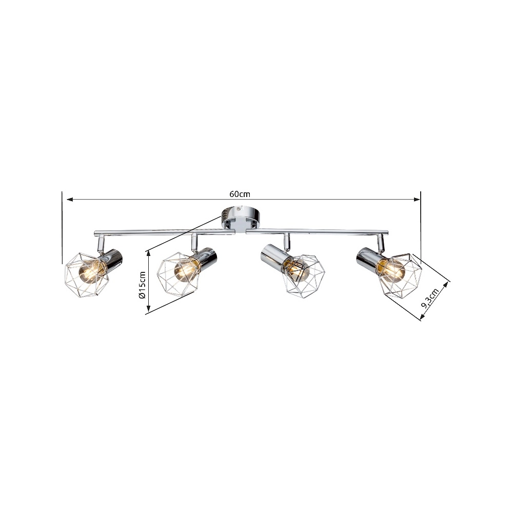 4-light ceiling lamp Xara I chrome Globo 9007371334292