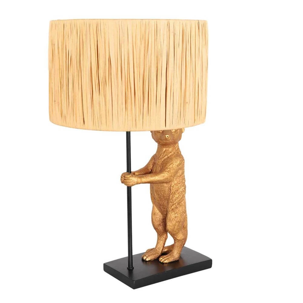 Table lamp Animaux black with straw shade