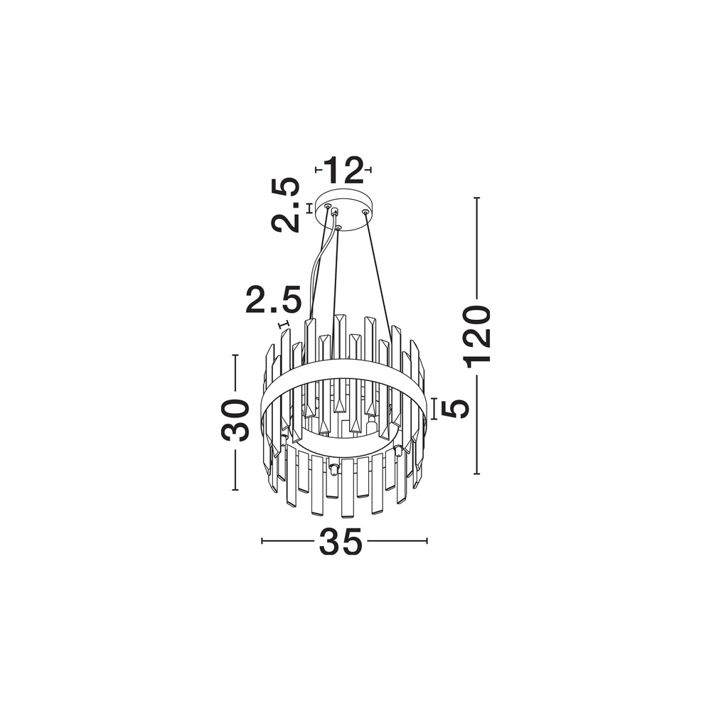 Golden pendant lamp Crown Ø 35cm Lyora 5212017433954