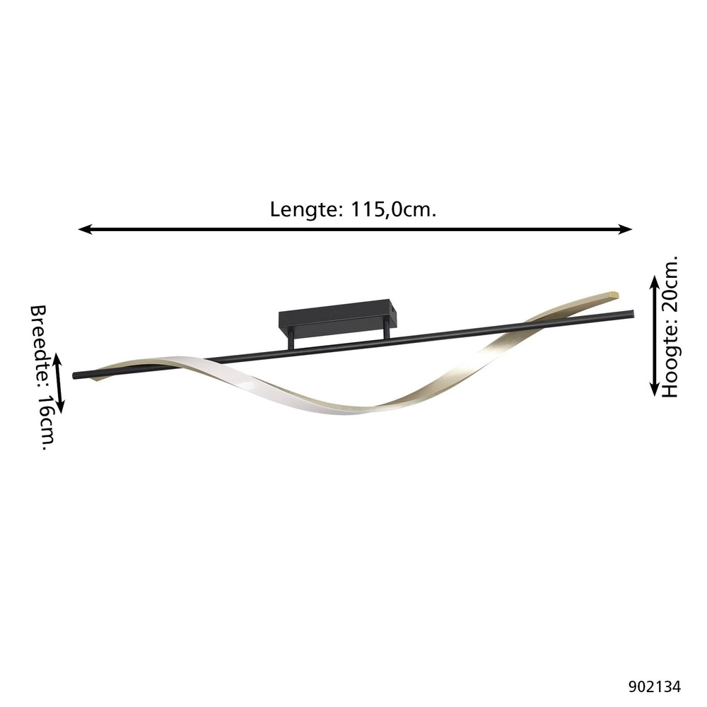Ceiling lamp Conaprato black with gold Eglo 9008606357345