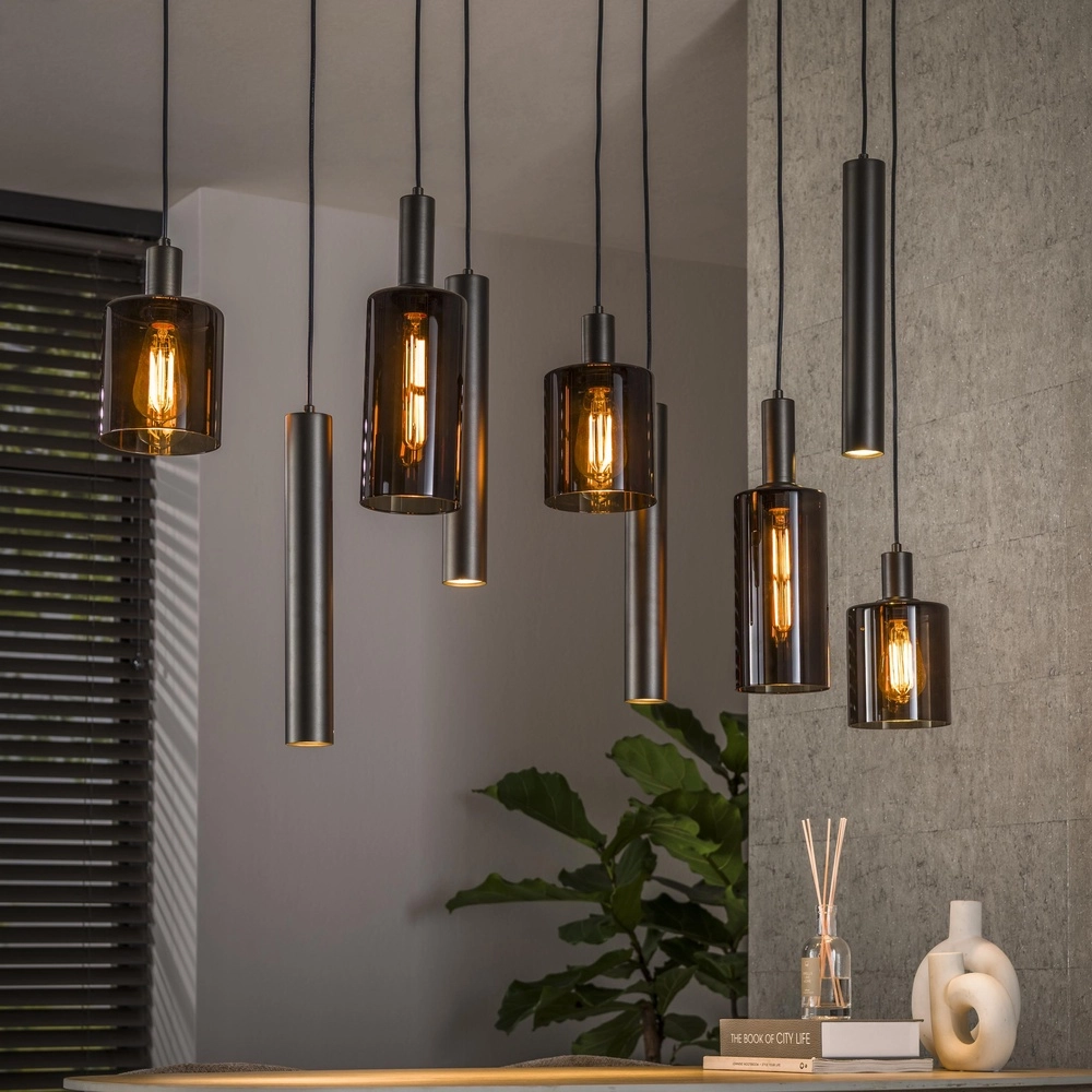 Dining table pendant lamp Sepiora Sienna brown - dark glass - with pendants