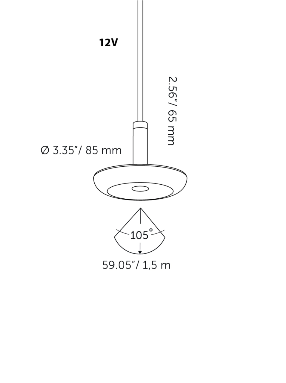 Hanging lamp Sway Pendant 12 volt black In-lite 8717051005657