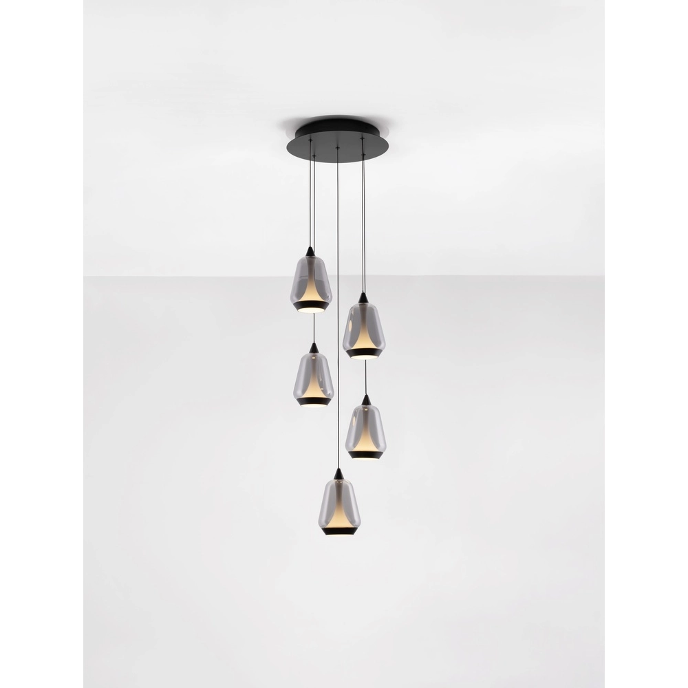 Design pendant lamp Alish 5-light smoke glass Lyora 5212017477729
