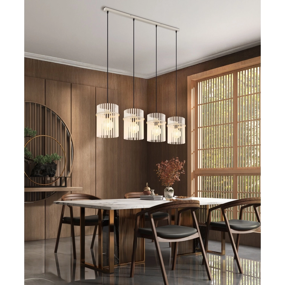 4-light pendant lamp Gorley sand brown with glass Globo 9007371572717