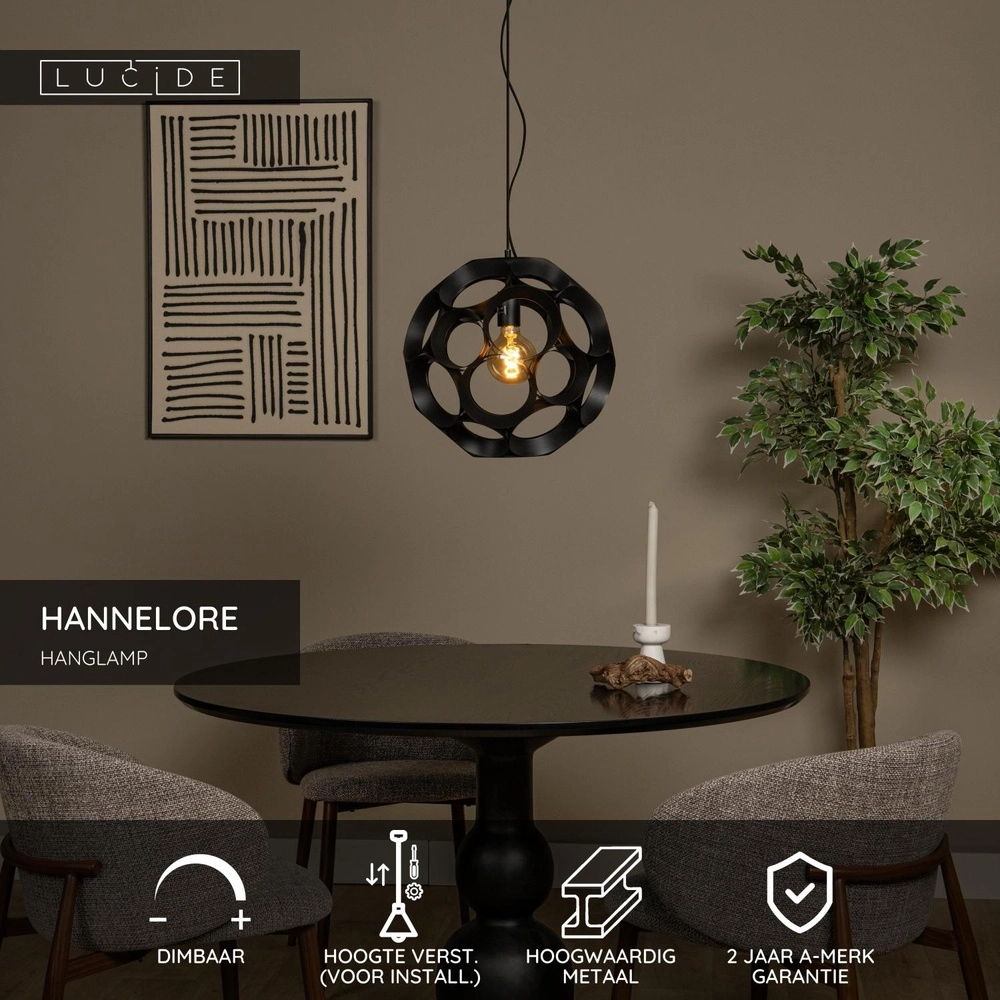 Unique pendant lamp Hannelore Ø 40cm black Lucide 5411212106247