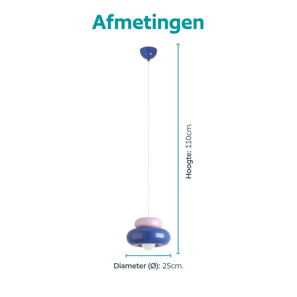 Design pendant lamp Torchiarolo pink with blue