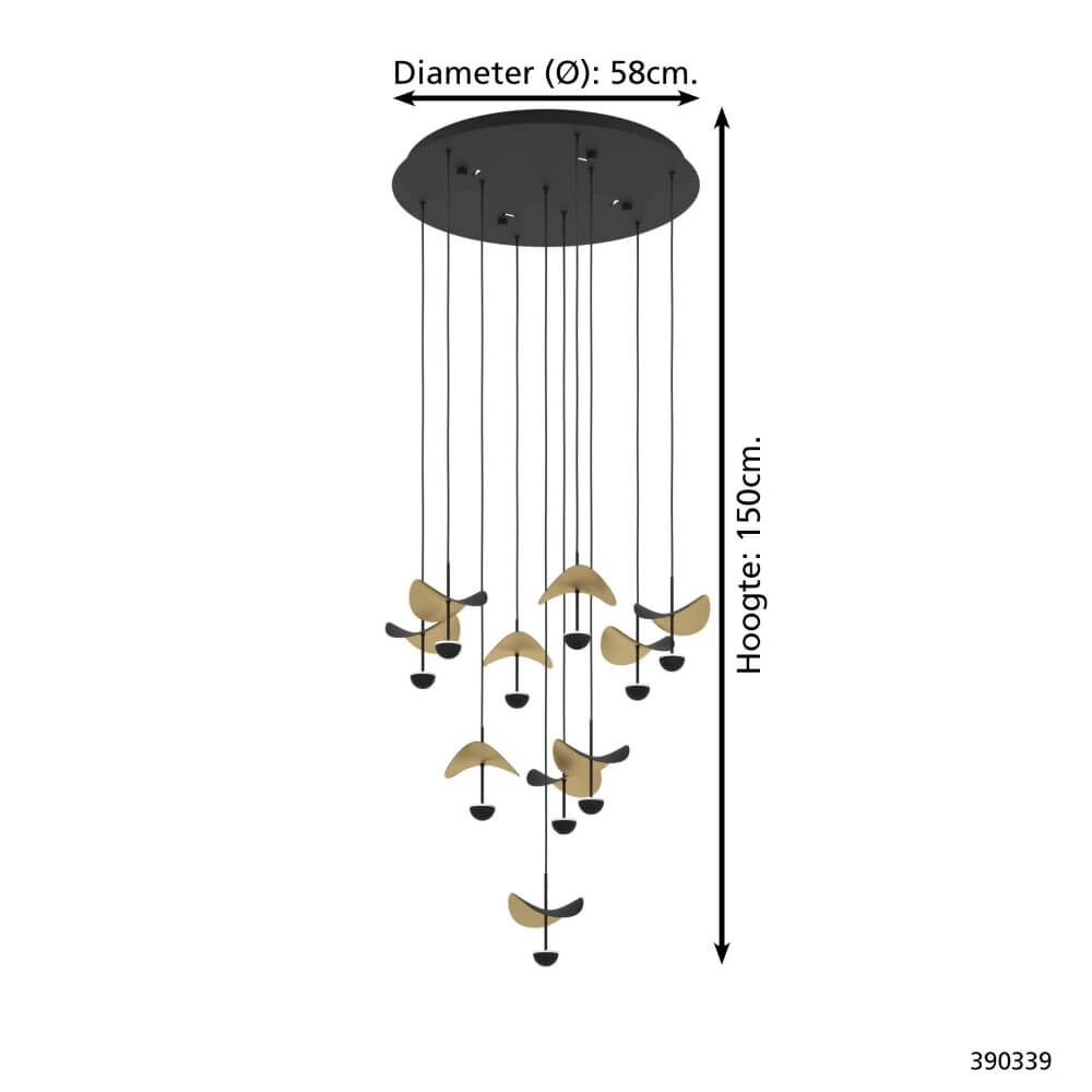Hanging lamp Dracera black with gold Stars of Light 9008606270545