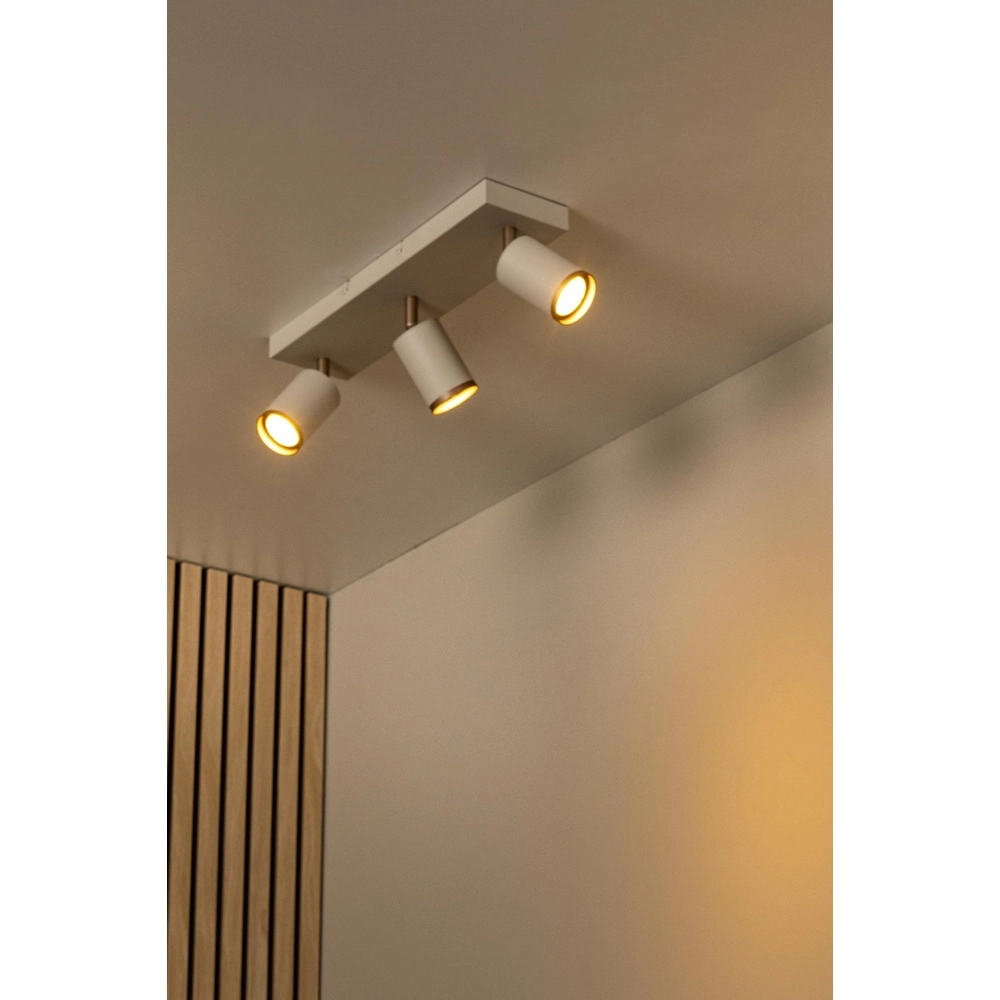 Ceiling spotlight Regina 3-light taupe with coffee brown Lucide 5411212531223