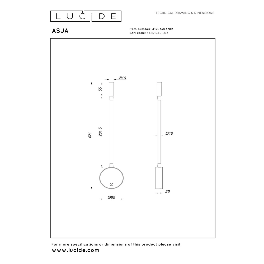 Bedside lamp Asja Dimmable gold Premium by Lucide 5411212421203