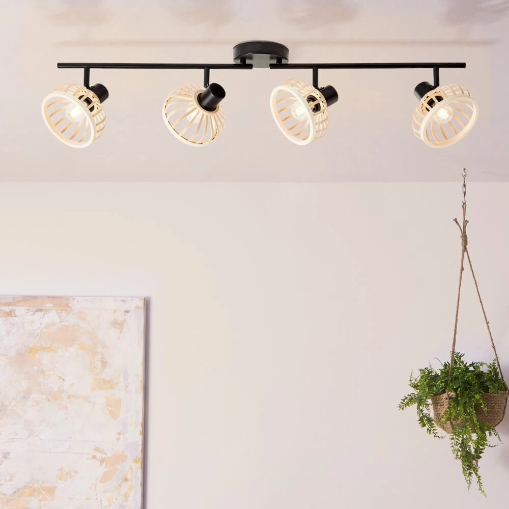 Wooden ceiling lamp Norah 4-light Brilliant 4004353409547