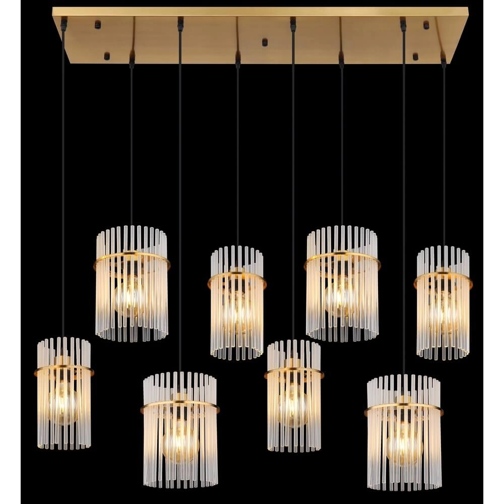 Golden pendant lamp Gorley with glass 8-lights Globo 9007371468959
