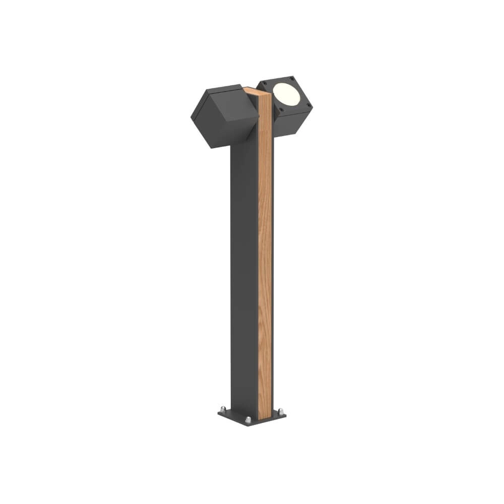 Garden spotlight Q-Bic Teak 2 60cm wood-anthracite