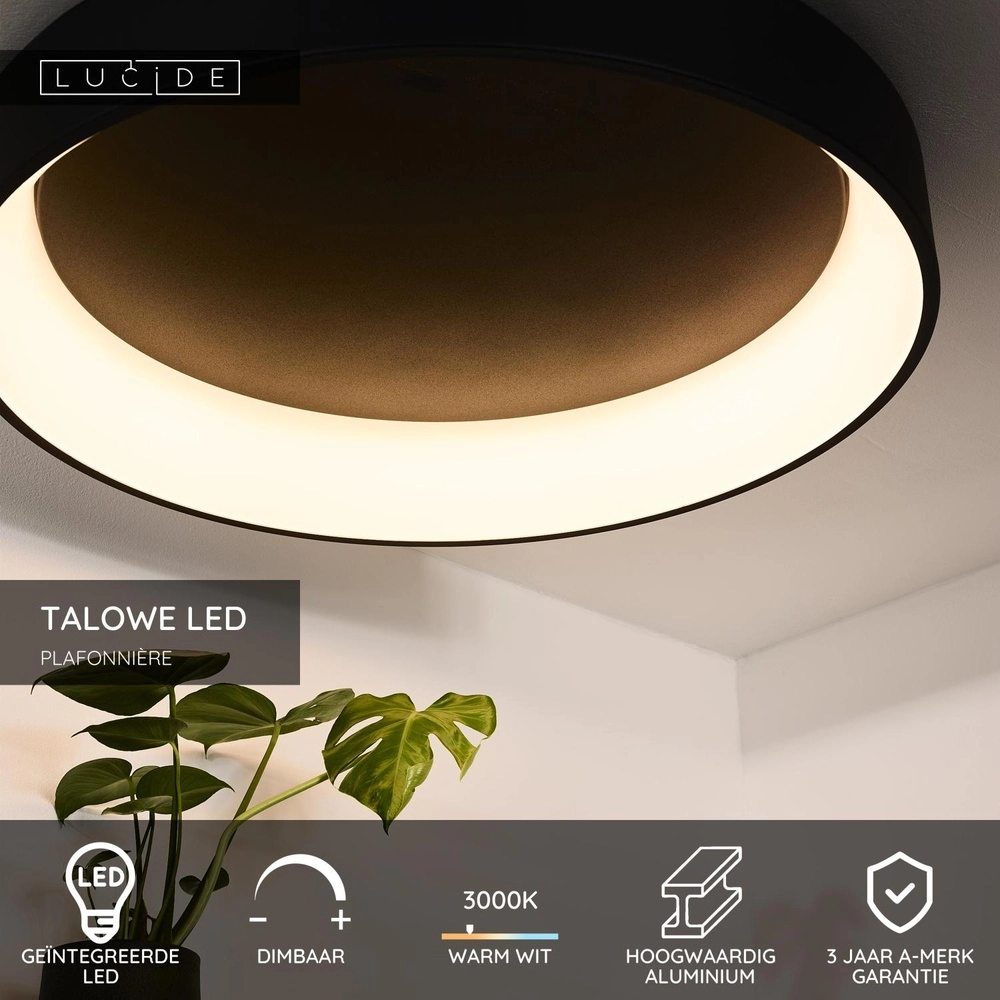 Ceiling light Talowe Led Ø 80cm black Lucide 5411212460660