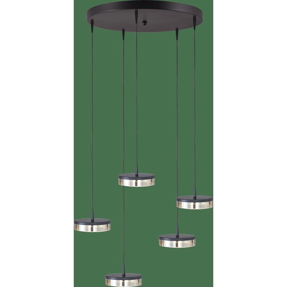 5-light pendant lamp Imperia Ø 50cm black nickel
