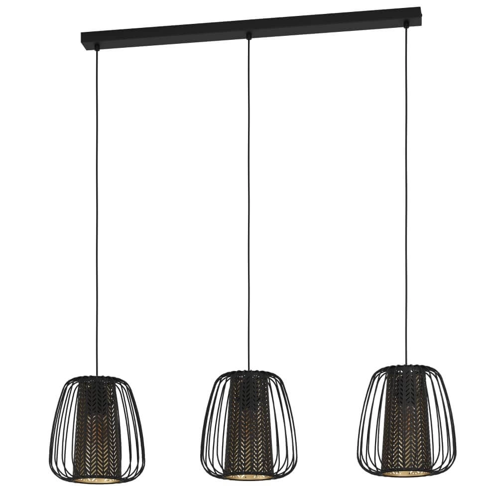 Dining room pendant lamp Curasao black with gold