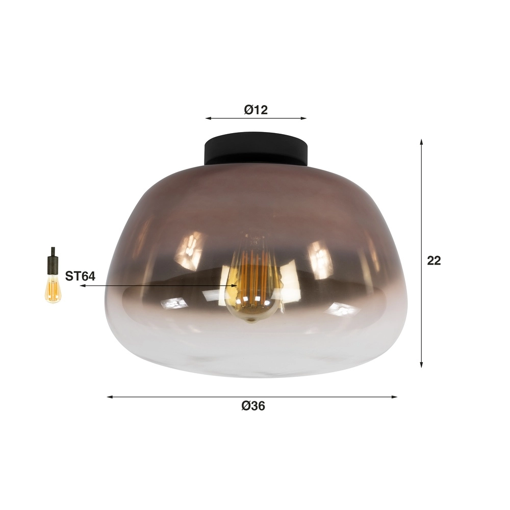 Glass ceiling lamp Pulse Ø 36cm - copper glass Lyora 8716803512054