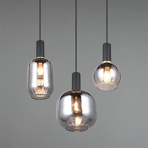 Dining room pendant lamp Diva 3-light - smoke glass Trio 4017807614565