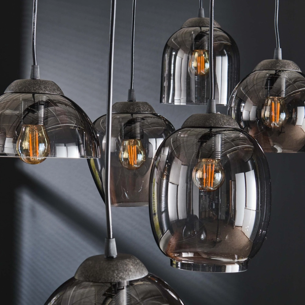 Dining table pendant lamp Mix 5x E27 - Ø 43cm - smoke glass Lyora 8716803512290