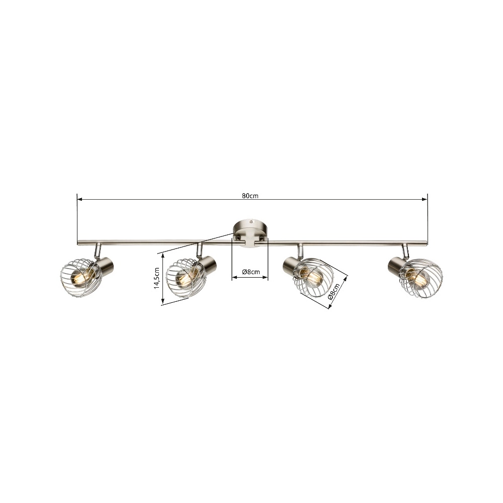 Ceiling lamp Texas 4-light nickel Globo 9007371365890