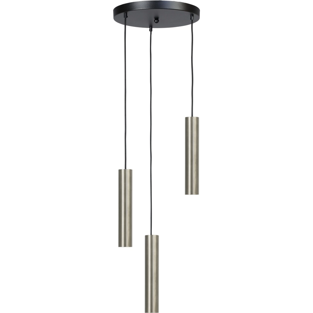Pendant lamp Run Ø35 round plate - 3x GU10 - nickel matt