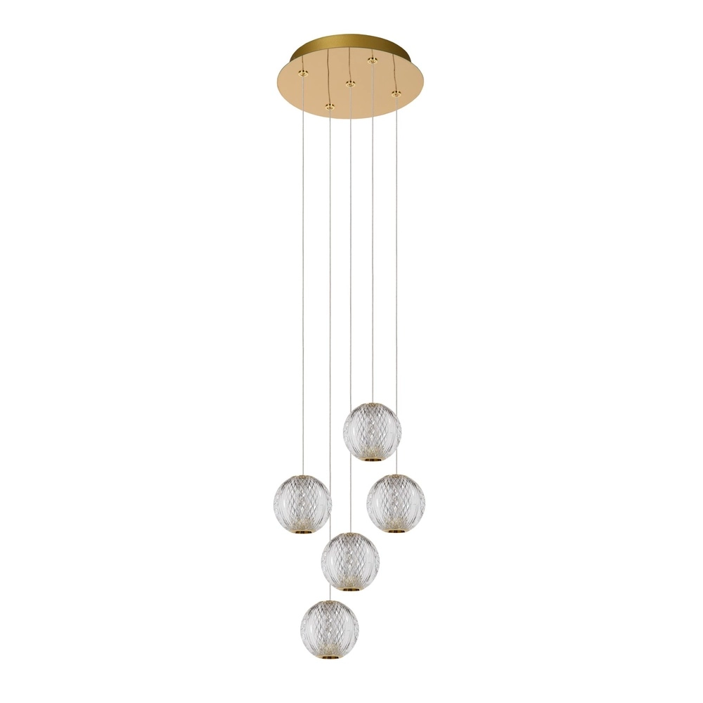 Golden pendant lamp Cintra Vide 5-light