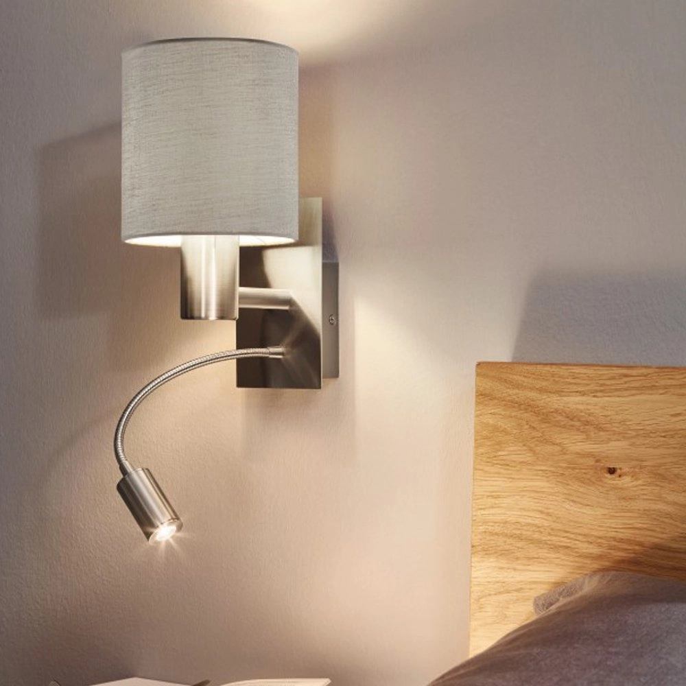 Wall lamp Pasteri taupe shade with reading light Eglo 9002759964788