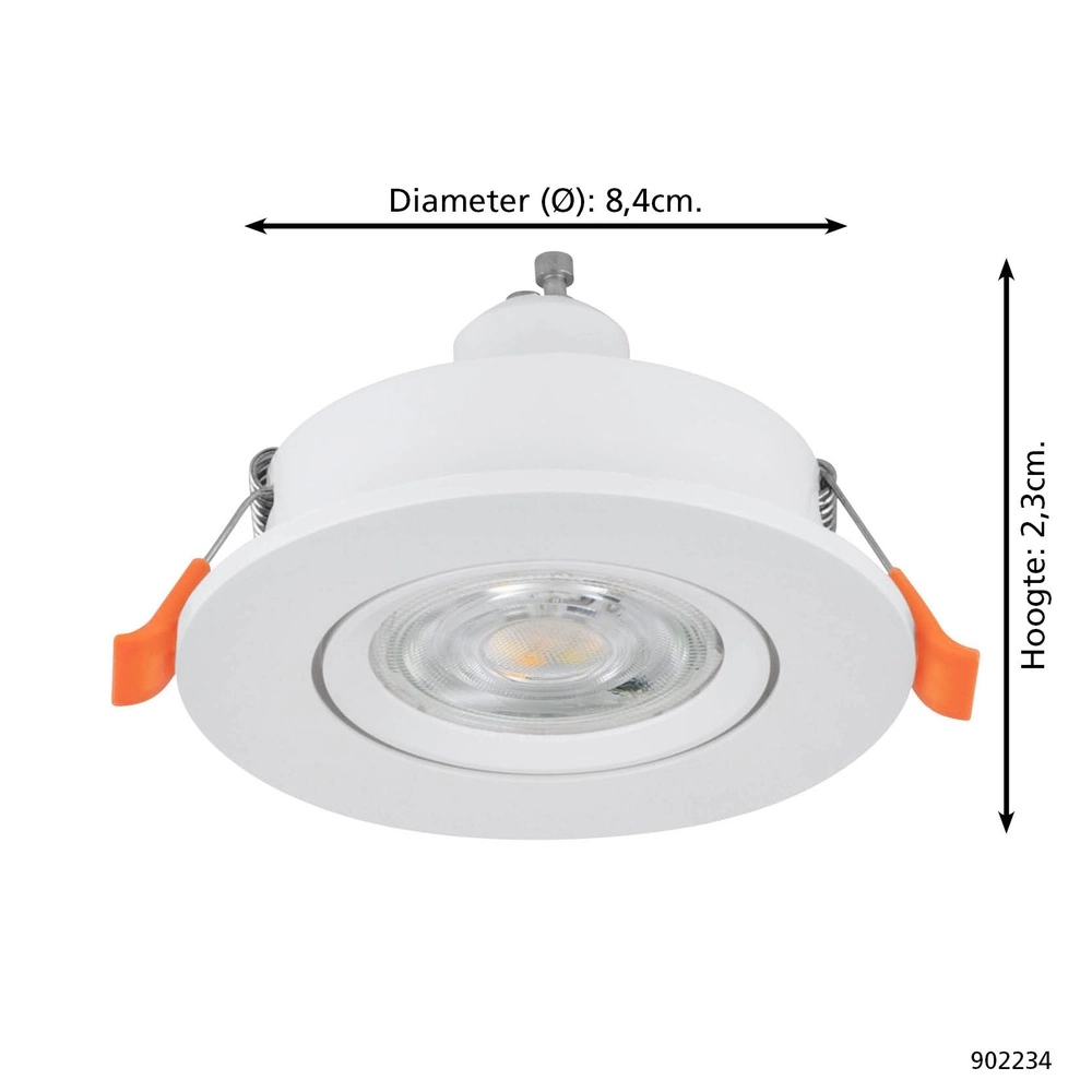 Recessed spotlight Barranco white Ø 8,4cm IP44 - 3000K Eglo 9008606359158