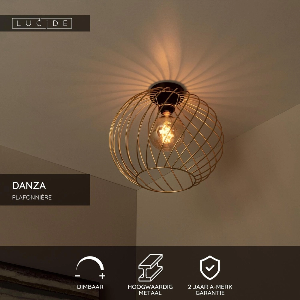 Ceiling lamp Danza gold Ø 40cm Lucide 5411212211484