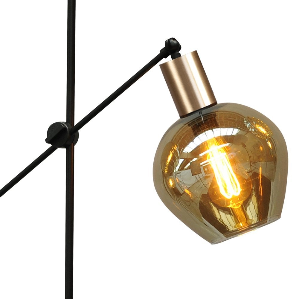 Black floor lamp Bounty adjustable with round glass Masterlight 8718121246802