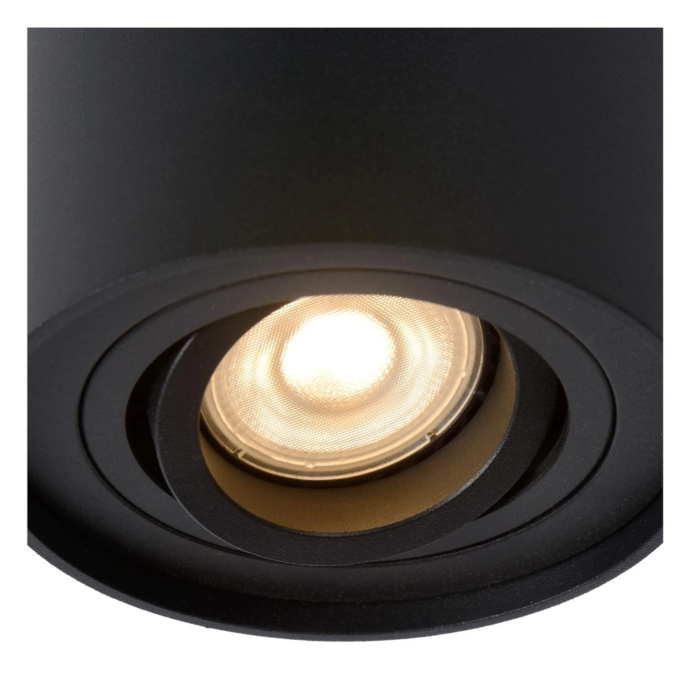 Surface-mounted ceiling spot Tube black Ø 9.6cm Lucide 5411212221278