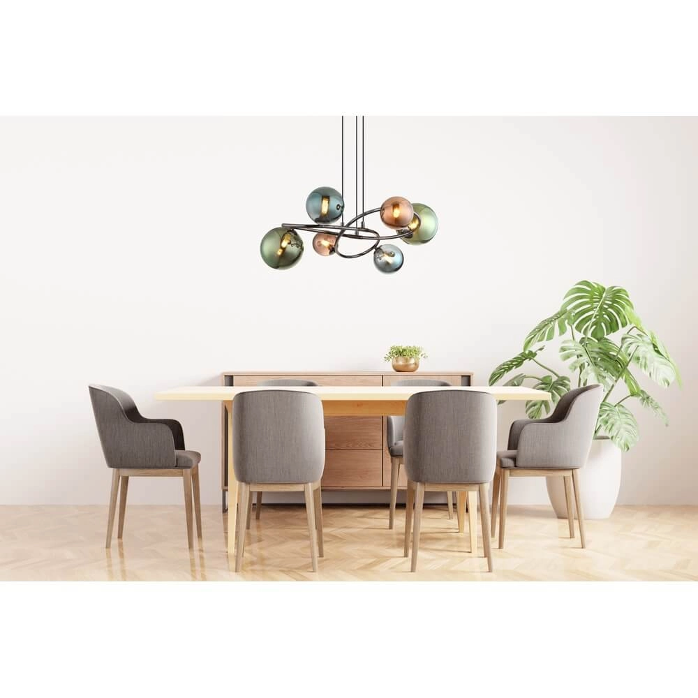 Black pendant lamp Riha Coloured glass 6-lights Globo 9007371447114