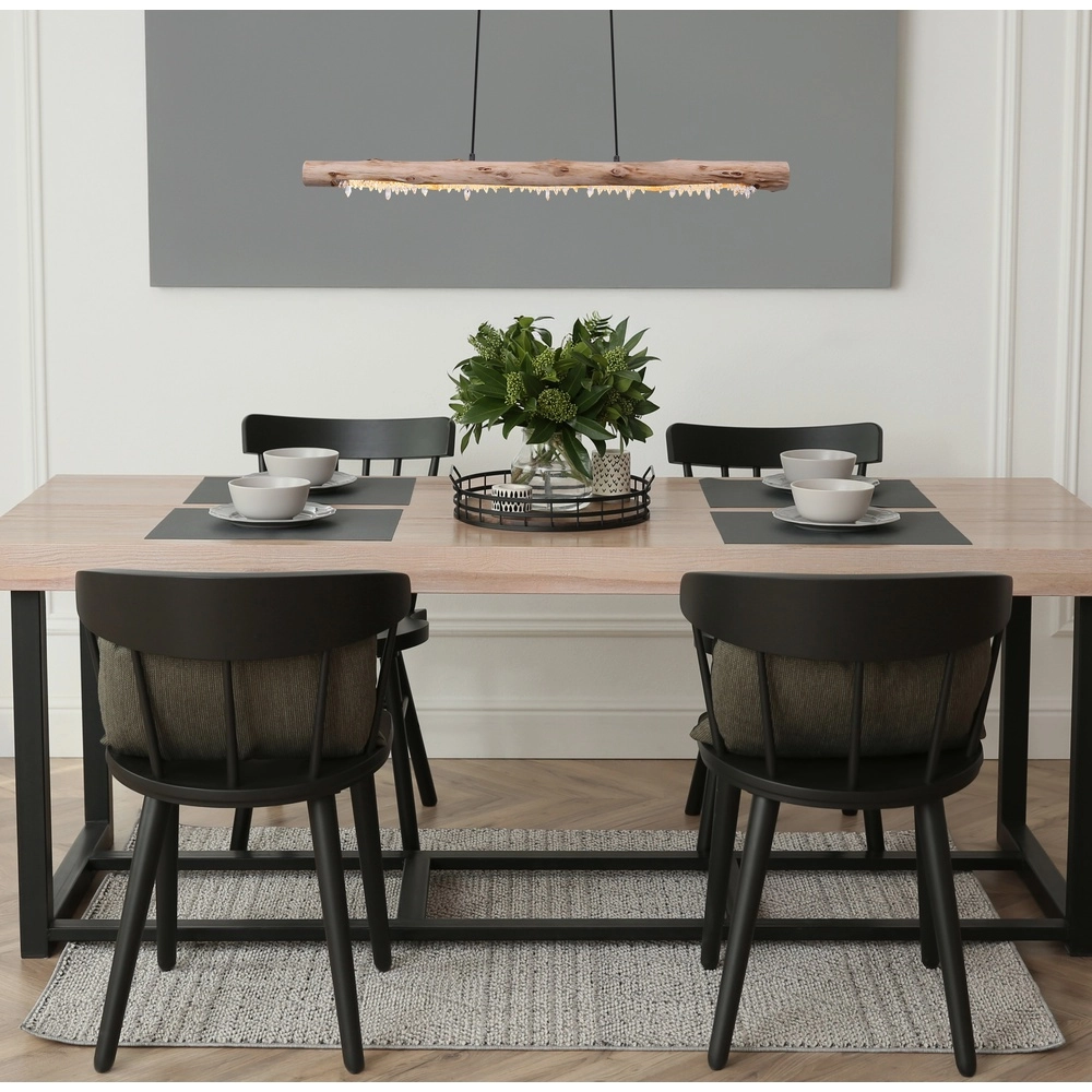 Dining table pendant lamp Felicitas black with wood Globo 9007371392889