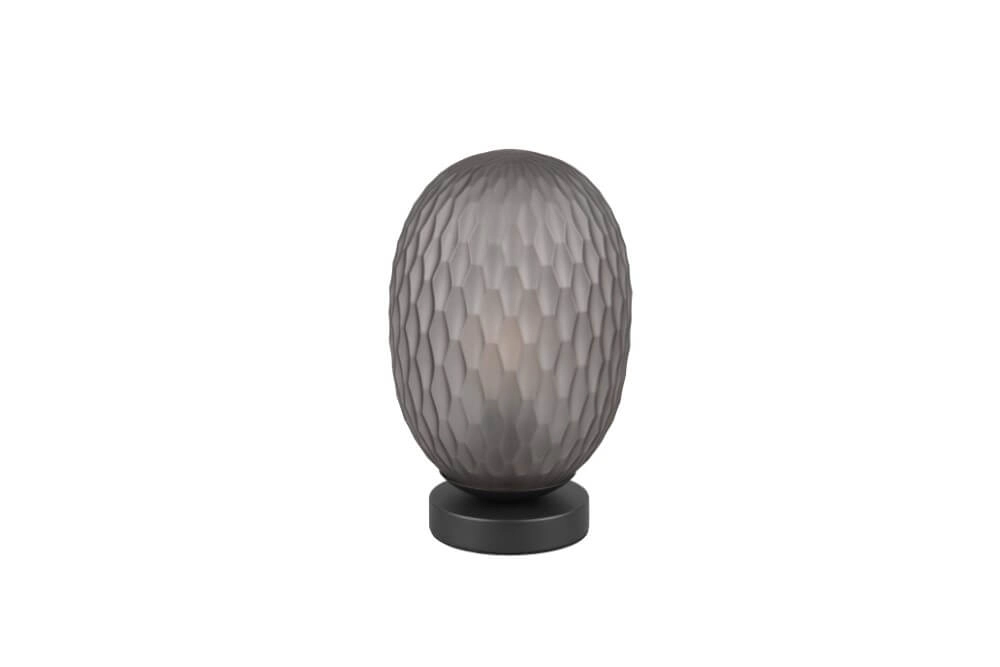 Table lamp Facette with ribbed smoke glass Trio 4017807616859