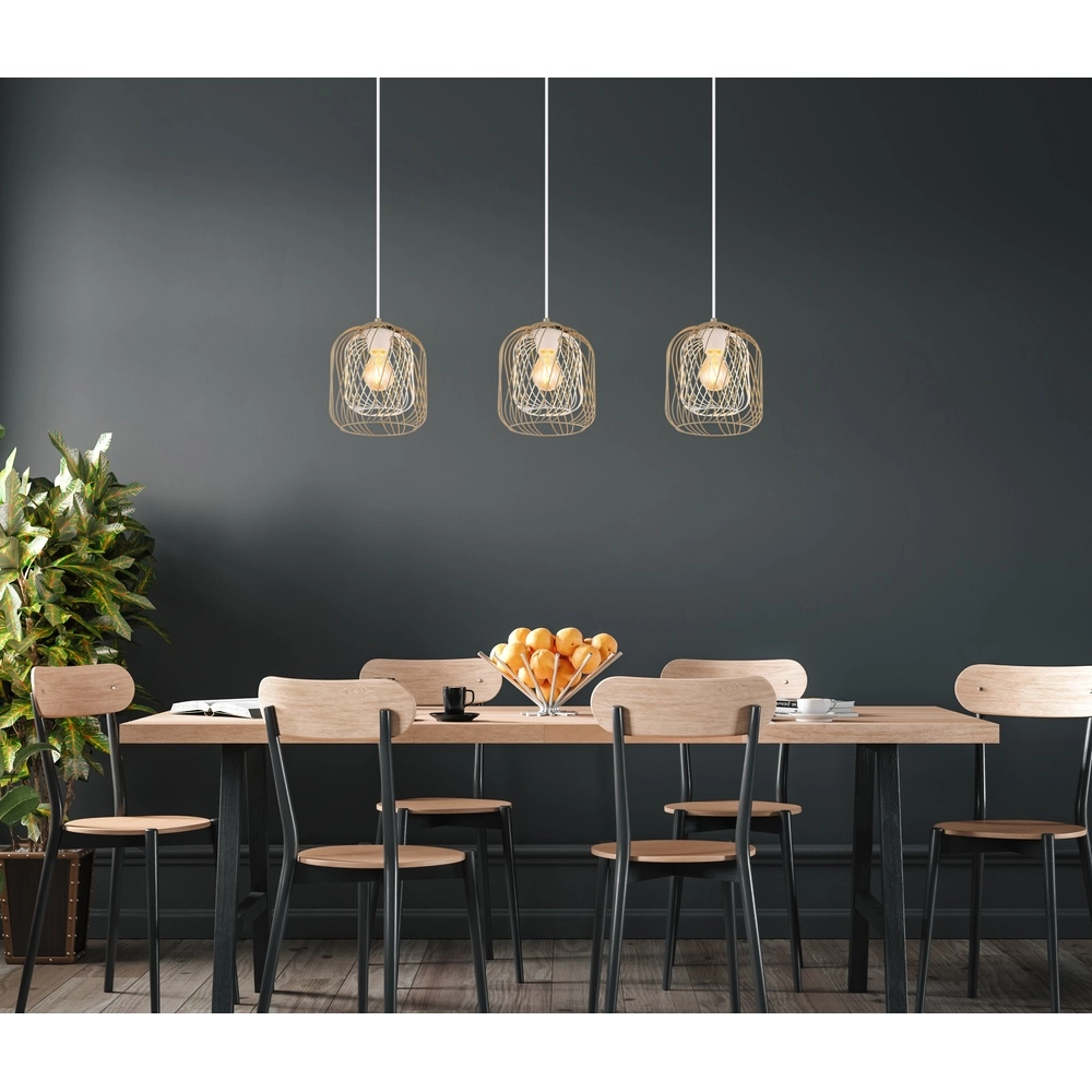 3-light pendant lamp Dichti sand brown Globo 9007371533350