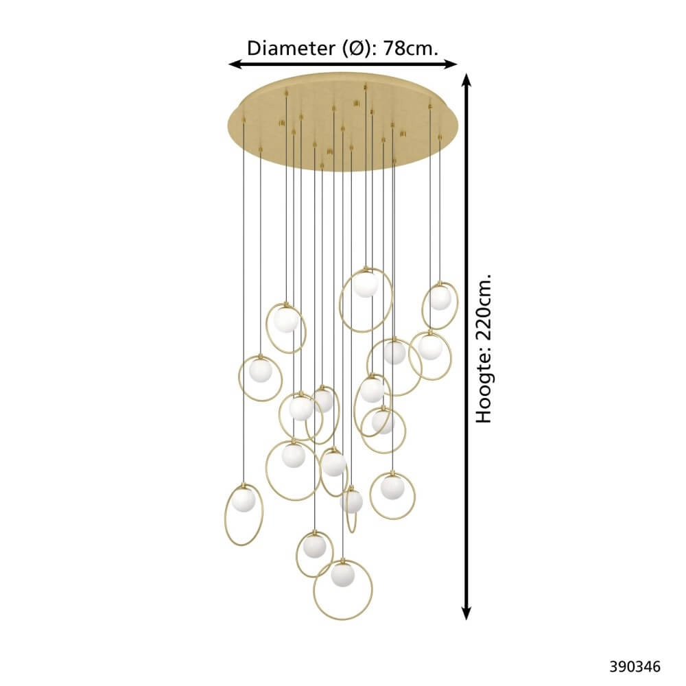 Gold hanging lamp Portocolom Ø 78cm Stars of Light 9008606270590